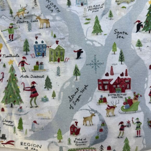 Pottery Barn Kids XL Organic Cotton Pajama Set North Pole Map Print - Picture 9 of 16
